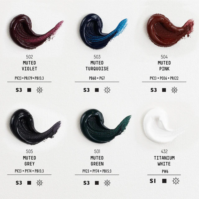 Liquitex Heavy Body Acrylic Set Muted Colours 6x59ml **ND**