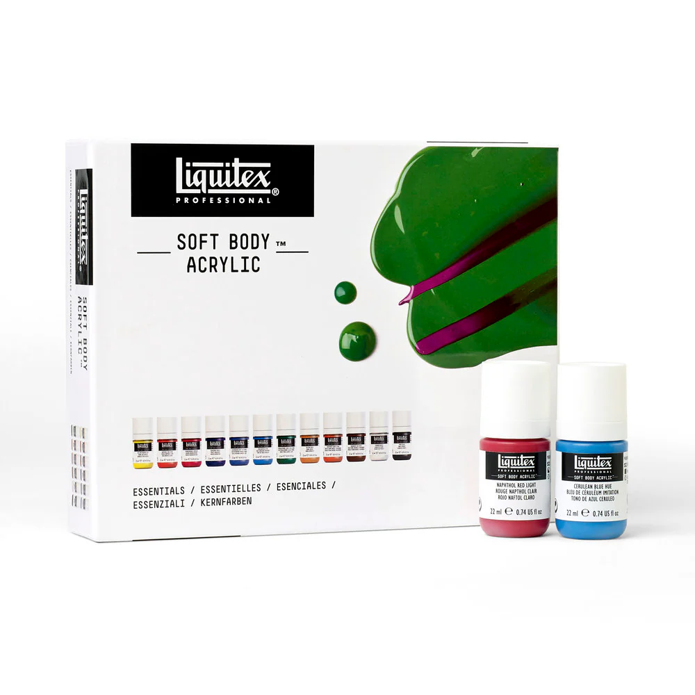 Liquitex Soft Body Acrylics 12x22ml Set Essentials **ND**