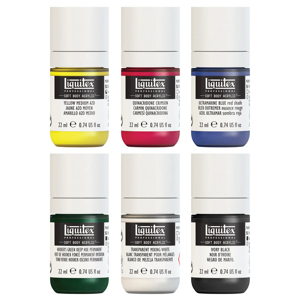 Liquitex Soft Body Acrylics 6 x22ml Set Mixing **ND**