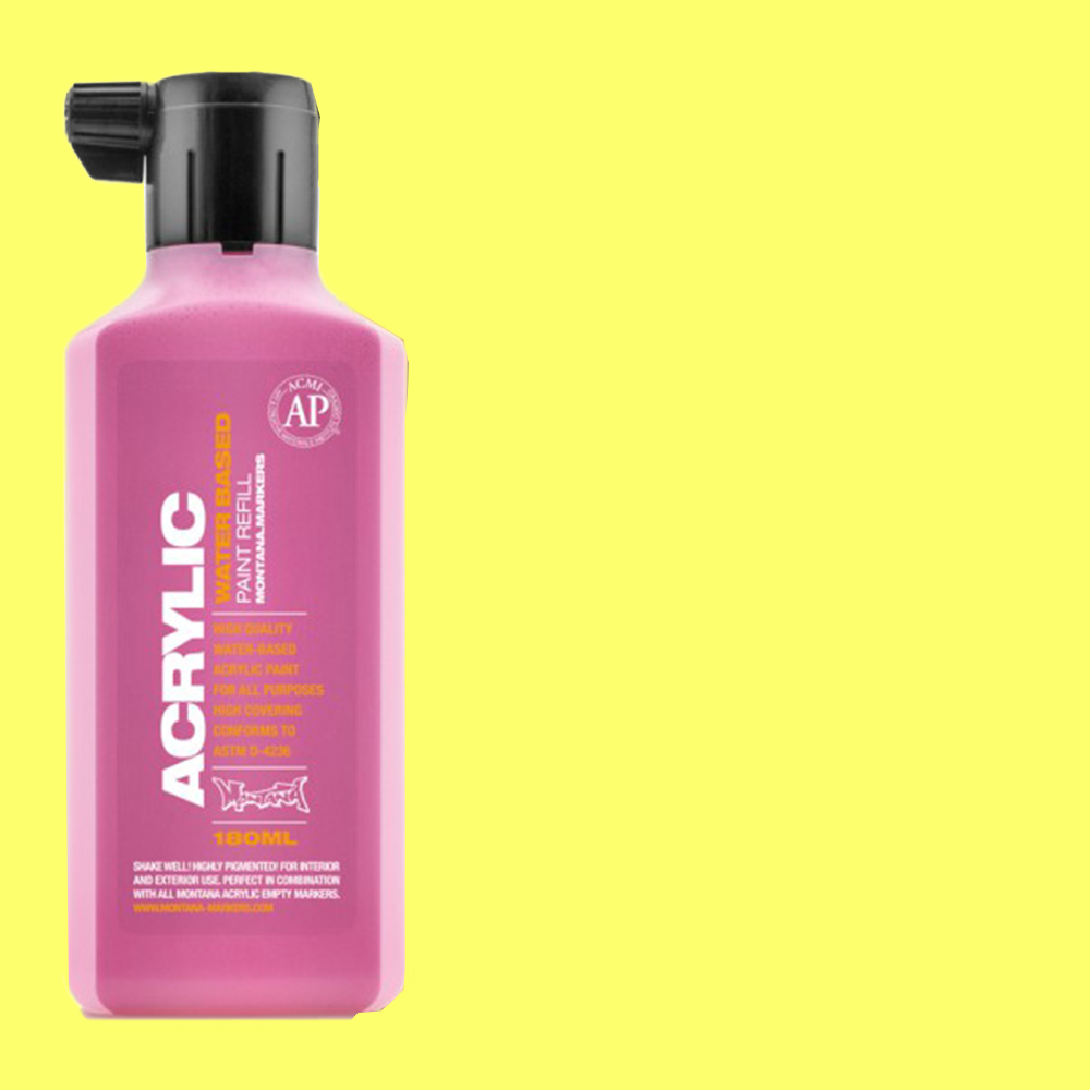 Montana Acrylic Paint Markers Refill Bottle 180ml - Flash Yellow **ND**