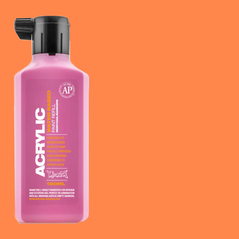 Montana Acrylic Paint Markers Refill Bottle 180ml - Power Orange **ND**