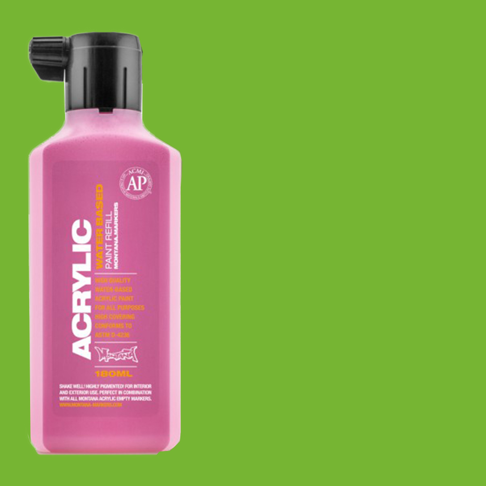 Montana Acrylic Paint Markers Refill Bottle 180ml - Shock Green Light **ND**
