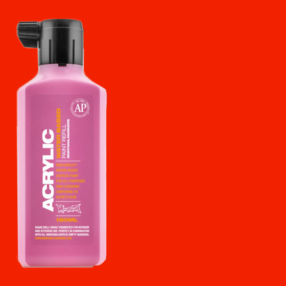 Montana Acrylic Paint Markers Refill Bottle 180ml - Shock Orange Dark **ND**