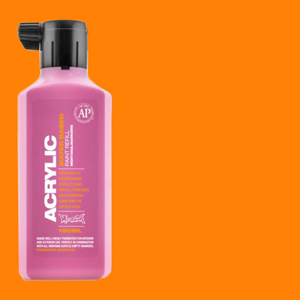 Montana Acrylic Paint Markers Refill Bottle 180ml - Shock Orange Light **ND**