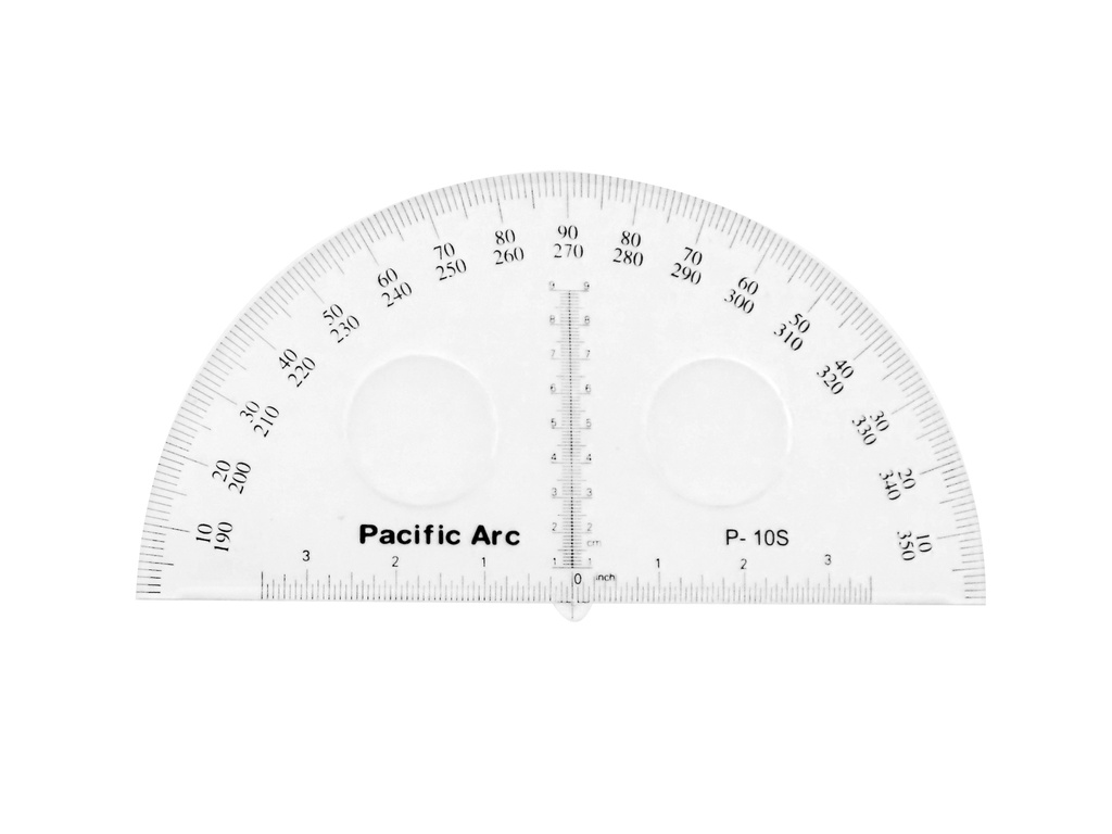 Pacific Arc Protractor 180 degrees Acrylic 10"