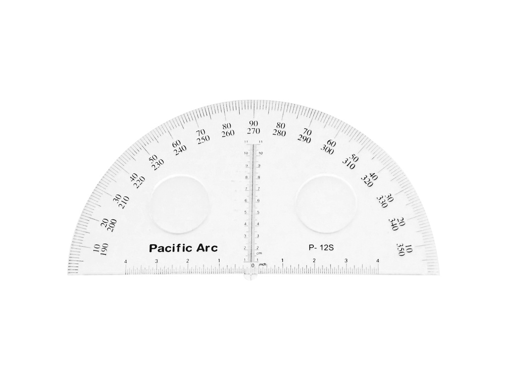 Pacific Arc Protractor 180 degrees Acrylic 12"