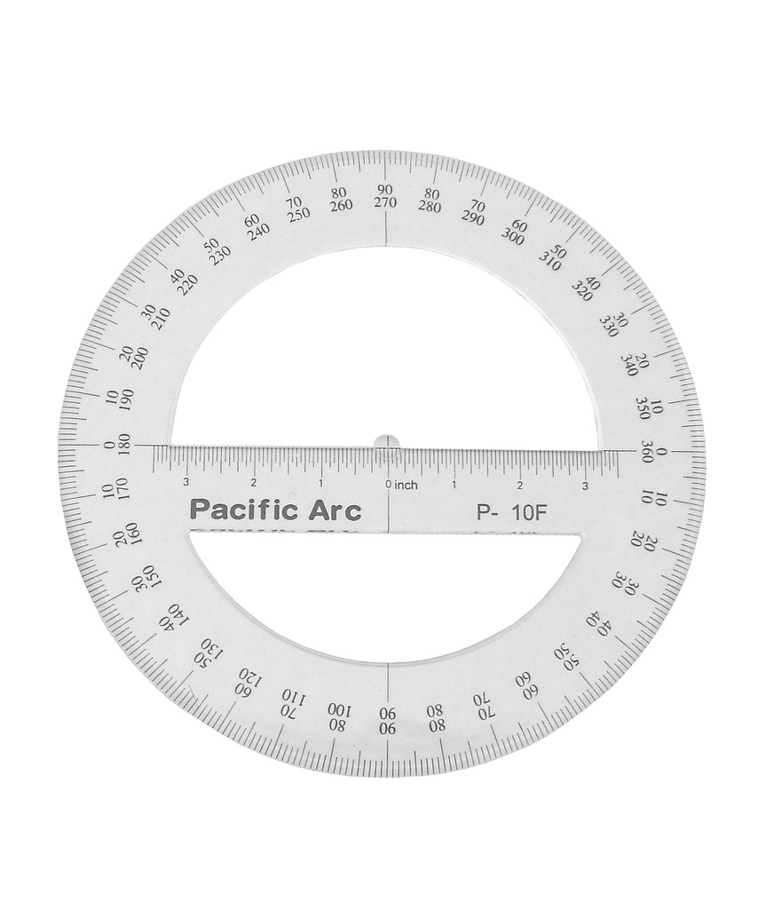 Pacific Arc Protractor 360 degrees Acrylic 10"