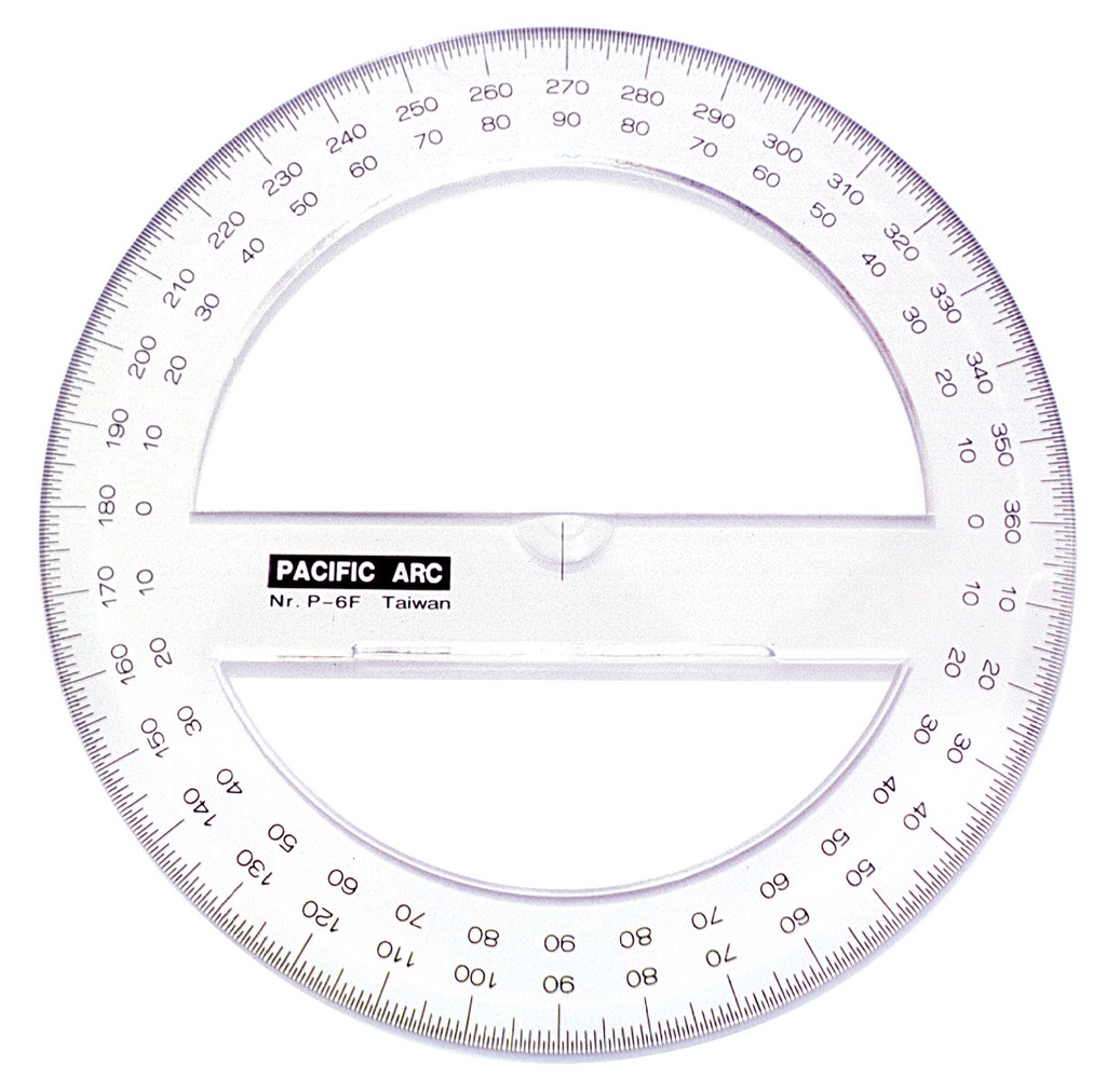 Pacific Arc Protractor 360 degrees Acrylic 6"