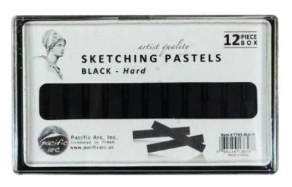 Pacific Arc Sketching Pastels Artists Quality 12pc Black Hard