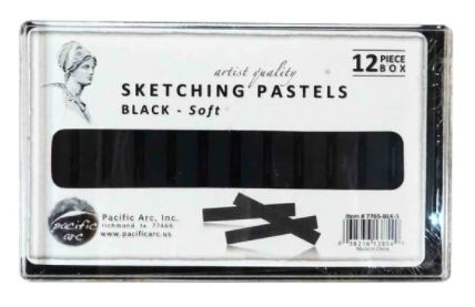 Pacific Arc Sketching Pastels Artists Quality 12pc Black Soft
