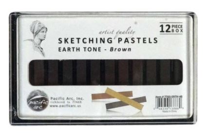 Pacific Arc Sketching Pastels Artists Quality 12pc Earth Tone Brown