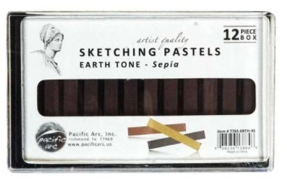 Pacific Arc Sketching Pastels Artists Quality 12pc Earth Tone Sepia