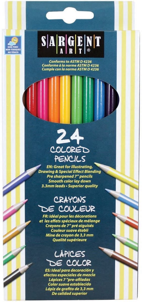 Pencil Crayons 24 Pack Sargent Art (22-7224)