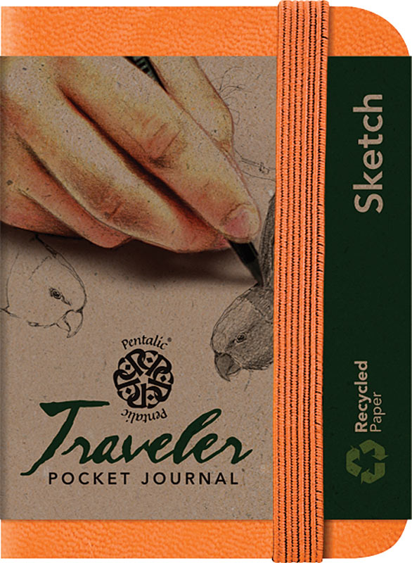 Pentalic Traveler Pocket Journal 4"x3" Orange Sketch