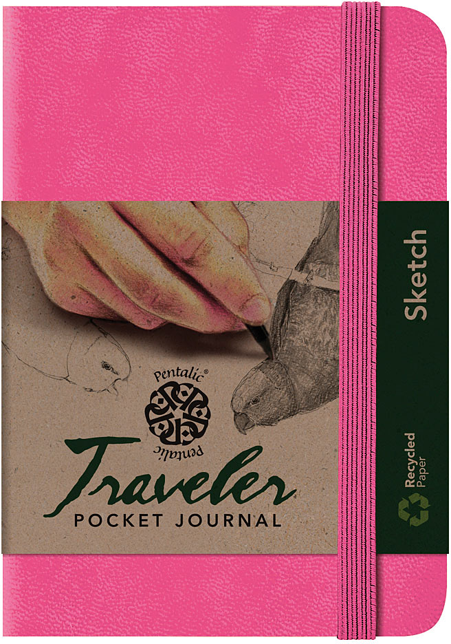 Pentalic Traveler Pocket Journal 6"x4" Bright Pink