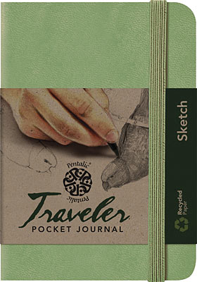 Pentalic Traveler Pocket Journal 6"x4" Olive Green Sketch