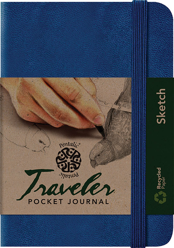 Pentalic Traveler Pocket Journal 6"x4" Royal Blue Sketch