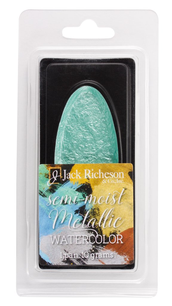 Richeson Watercolour Semi-Moist Metallic Pan 10 grams Light Green