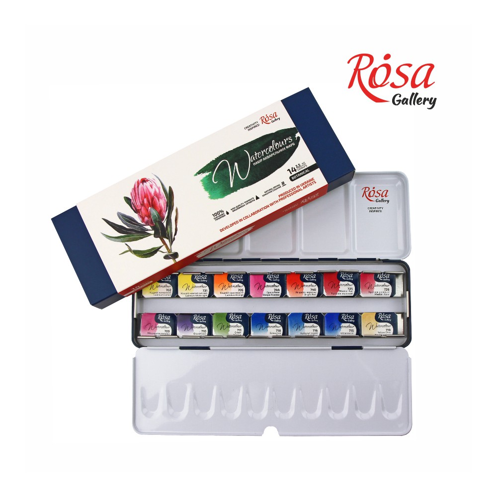 Rosa Watercolour Pan Set 14 Botanical Colours