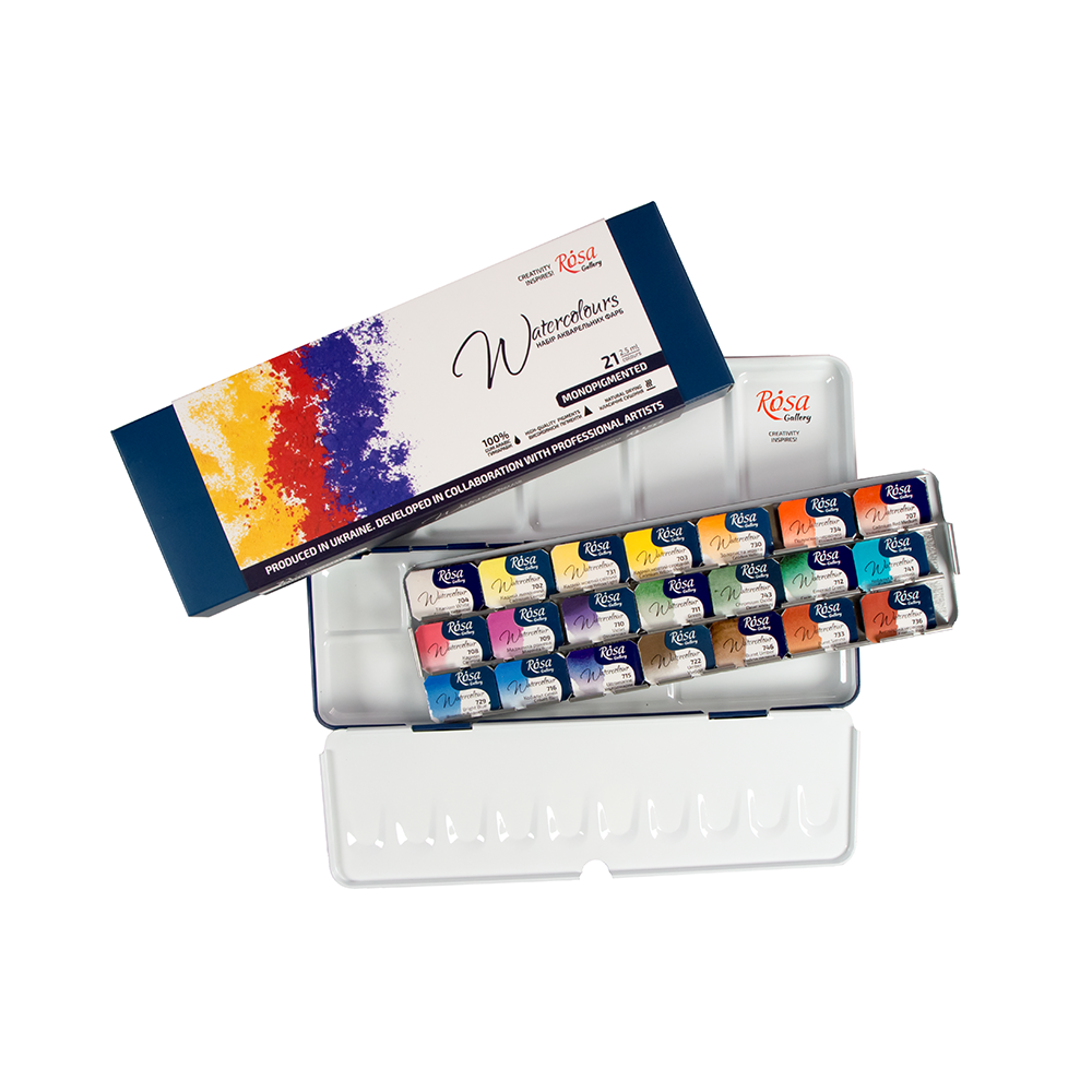 Rosa Watercolour Pan Set 21 Monopigmented Colours