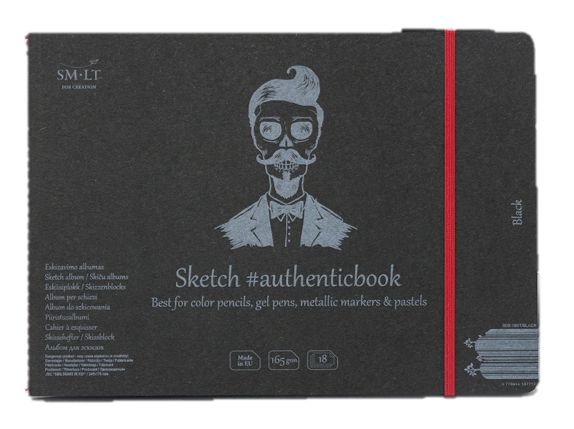 SM.LT authenticpad Album Sketch Black 24.5cm x 176cm 165gsm 18shts **ND**