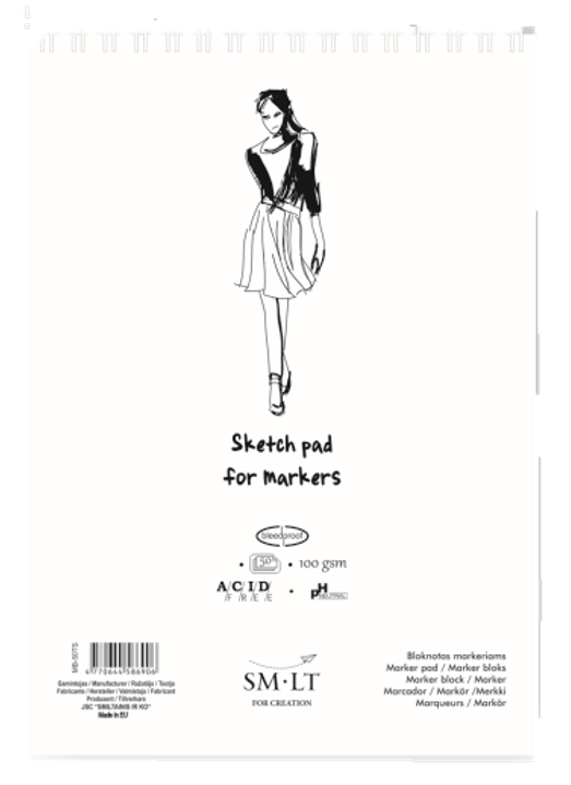 SM.LT authenticpad Coil Marker Sketch A4 100gsm 50shts **ND**