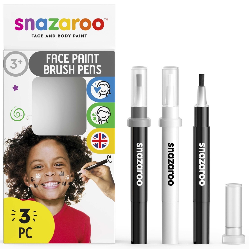 Snazaroo Classic Face Paint Brush Pen Set MONOCHROME