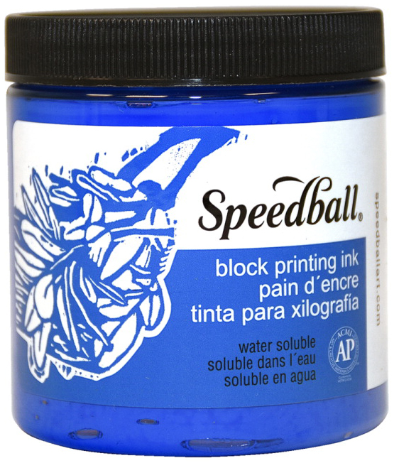 Speedball Water-Soluble Block Printing Ink 8oz Blue (3802)