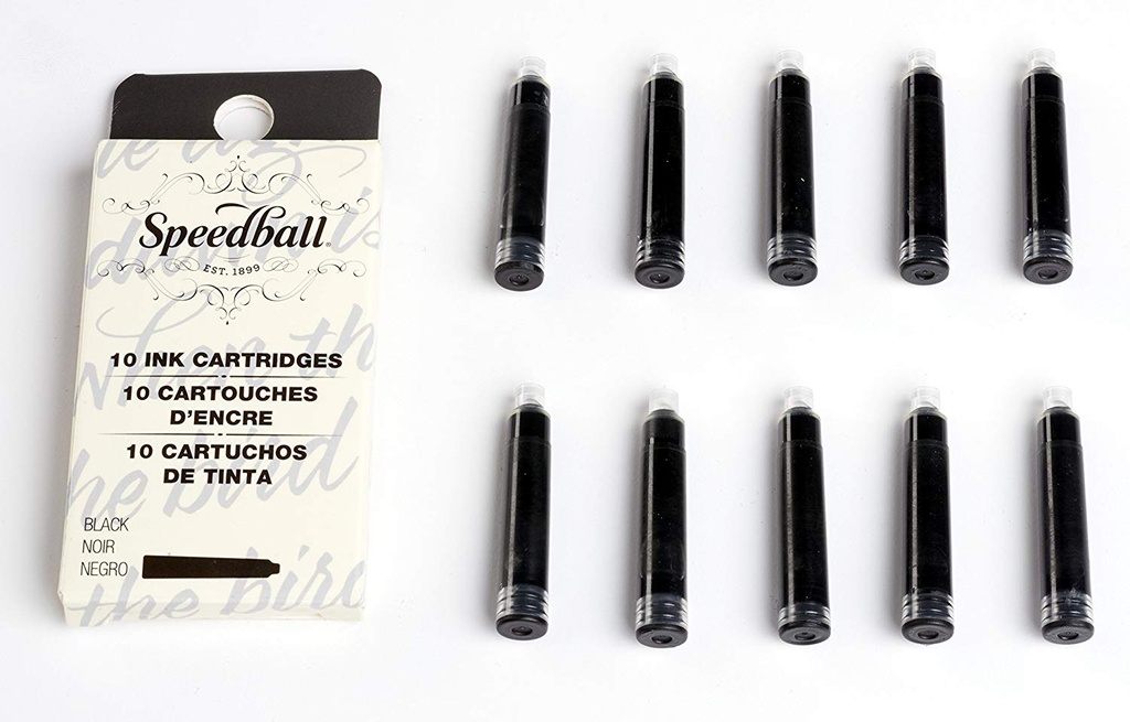Speedball Calligraphy Fountain Pen Ink cartridges Black 10pk