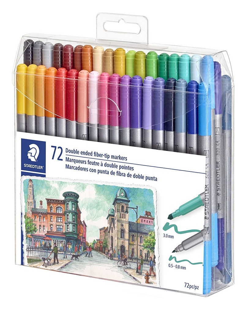 Staedtler Markers Fibre-Tip Double Ended Set of 72