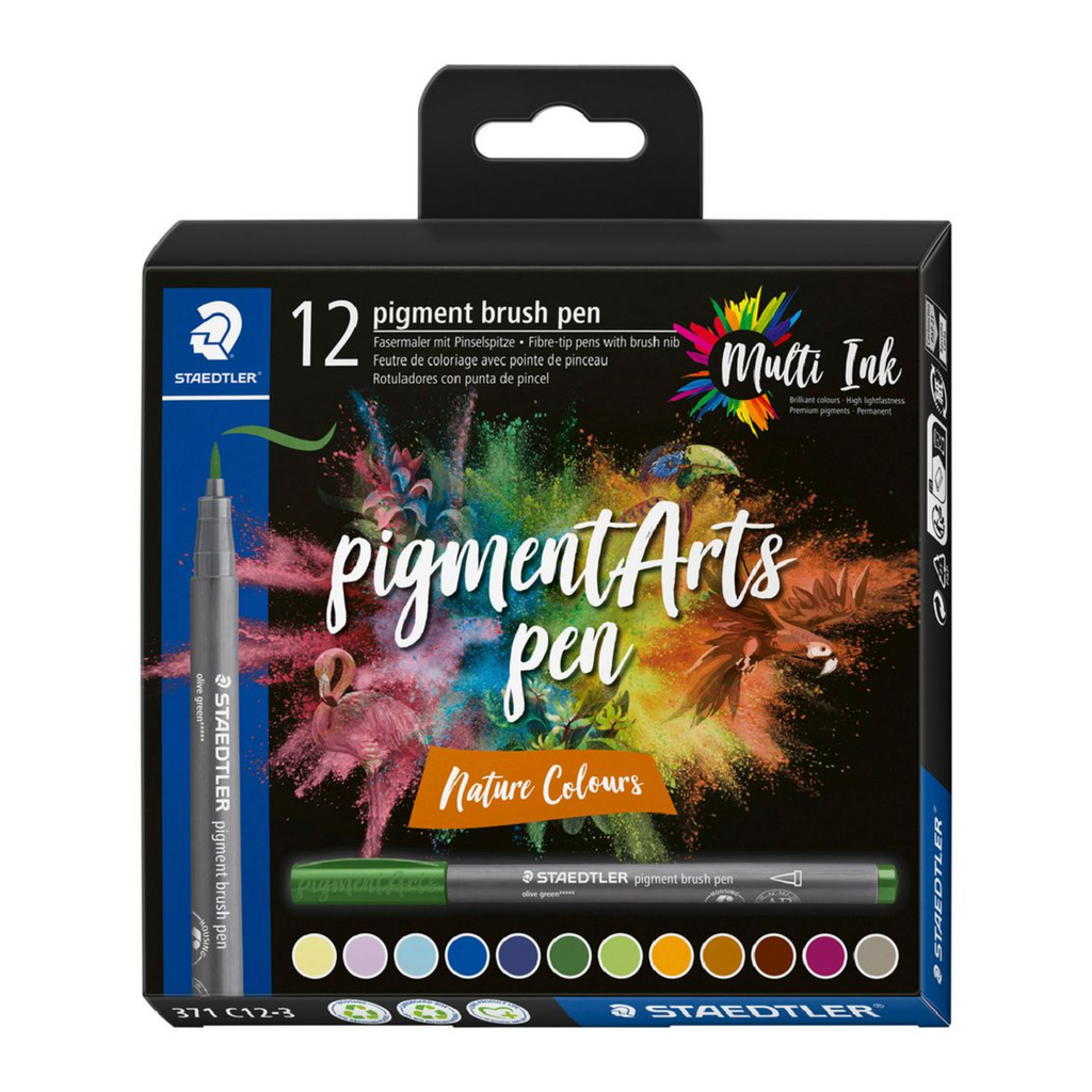 Staedtler Pigment Arts Brush Pen Set 12 Nature Colours **ND**
