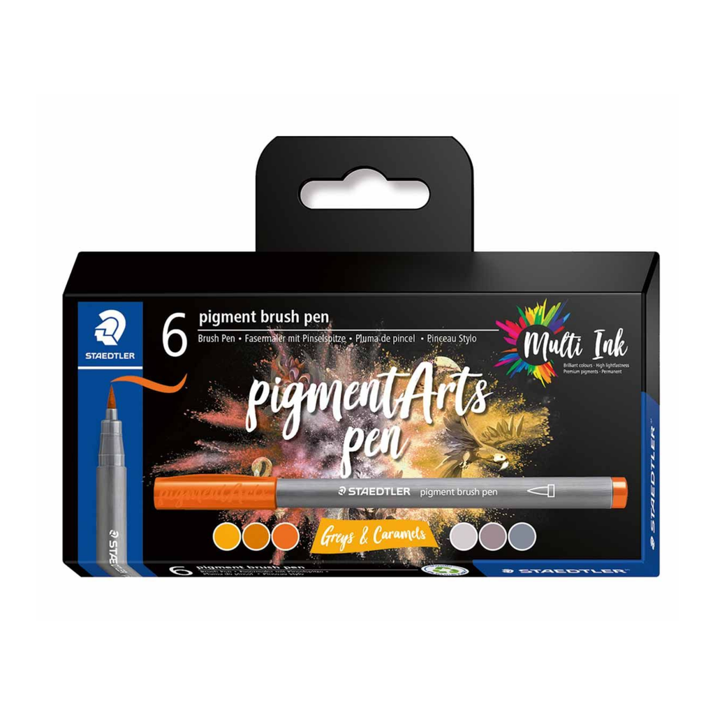 Staedtler Pigment Arts Brush Pen Set Greys and Caramels **ND**