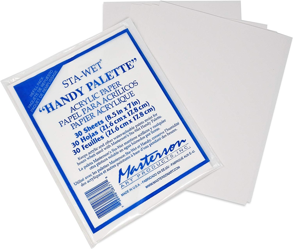 Sta-Wet Handy Palette Acrylic Paper Refill (30 sheets) 8.5x7