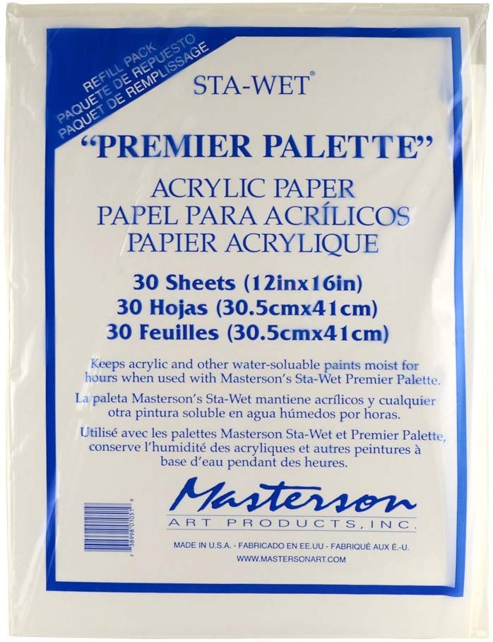 Sta-Wet Premier Palette Acrylic Paper Refill (30 sheets) 12x16