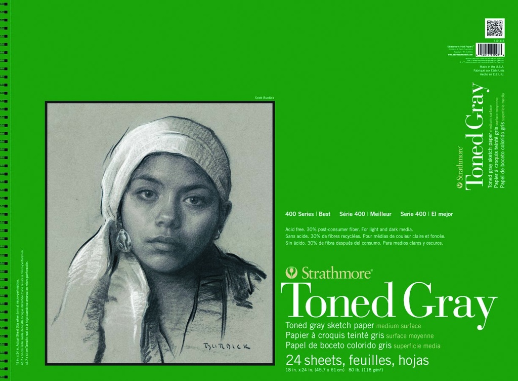 Strathmore 400 Toned Gray Wire Bound 18"x24"