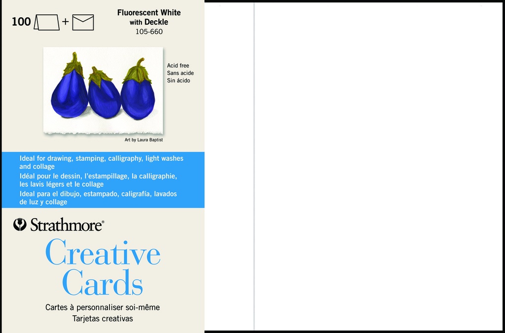 Strathmore Cards Creative Fluor. White/Deckle 5" x 6.875" 100pk