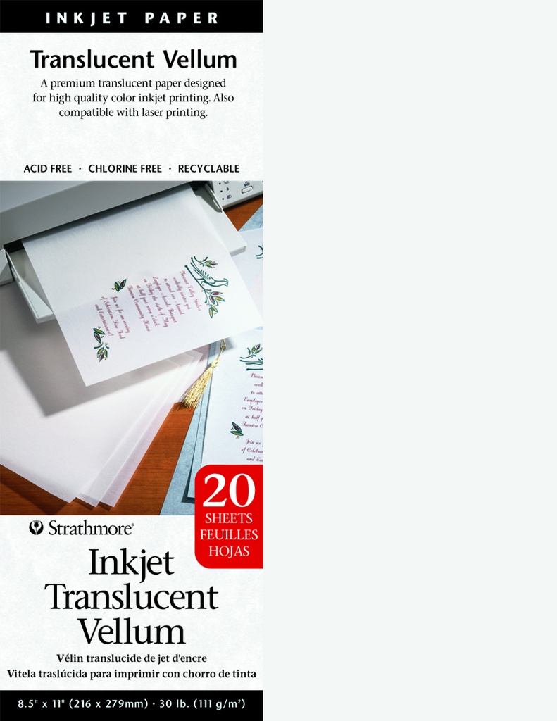 Strathmore Inkjet Paper Translucent Vellum 8.5" x 11" 20 Shts