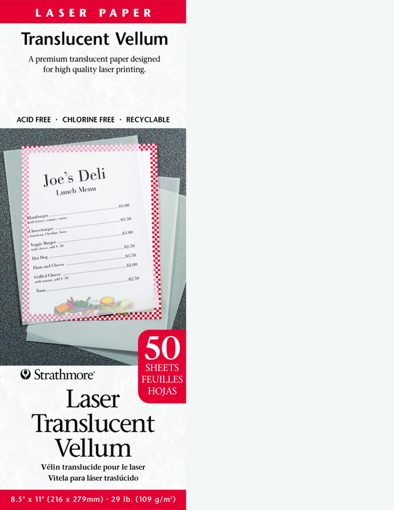 Strathmore Laser Paper Translucent Vellum 8.5" x 11" 50 Shts