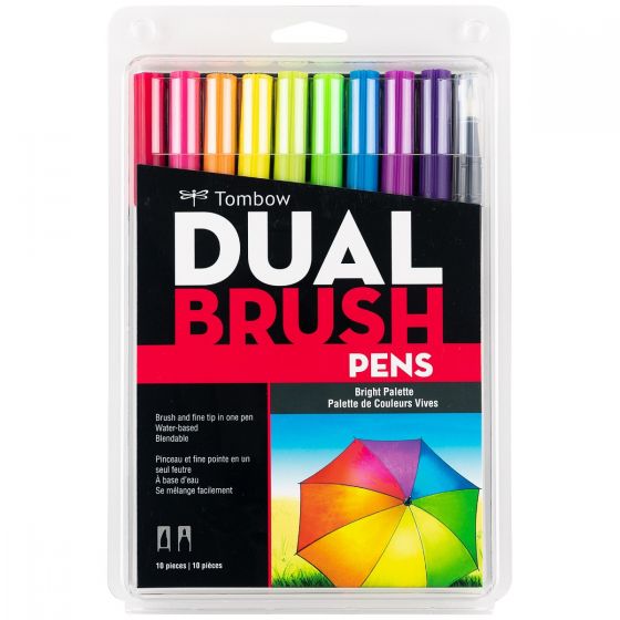Tombow Dual Brush Pen Set of 10 Bright **ND**