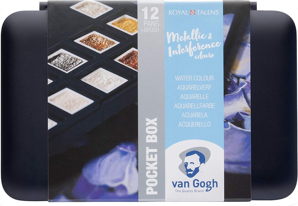 Van Gogh Watercolour Pocket Box 12 Pan Metallic & Inteference  **ND**