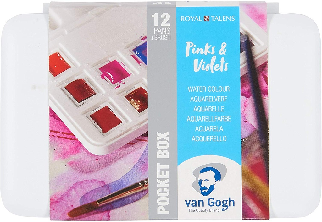 Van Gogh Watercolour Pocket Box 12 Pan Pinks & Violets **ND**