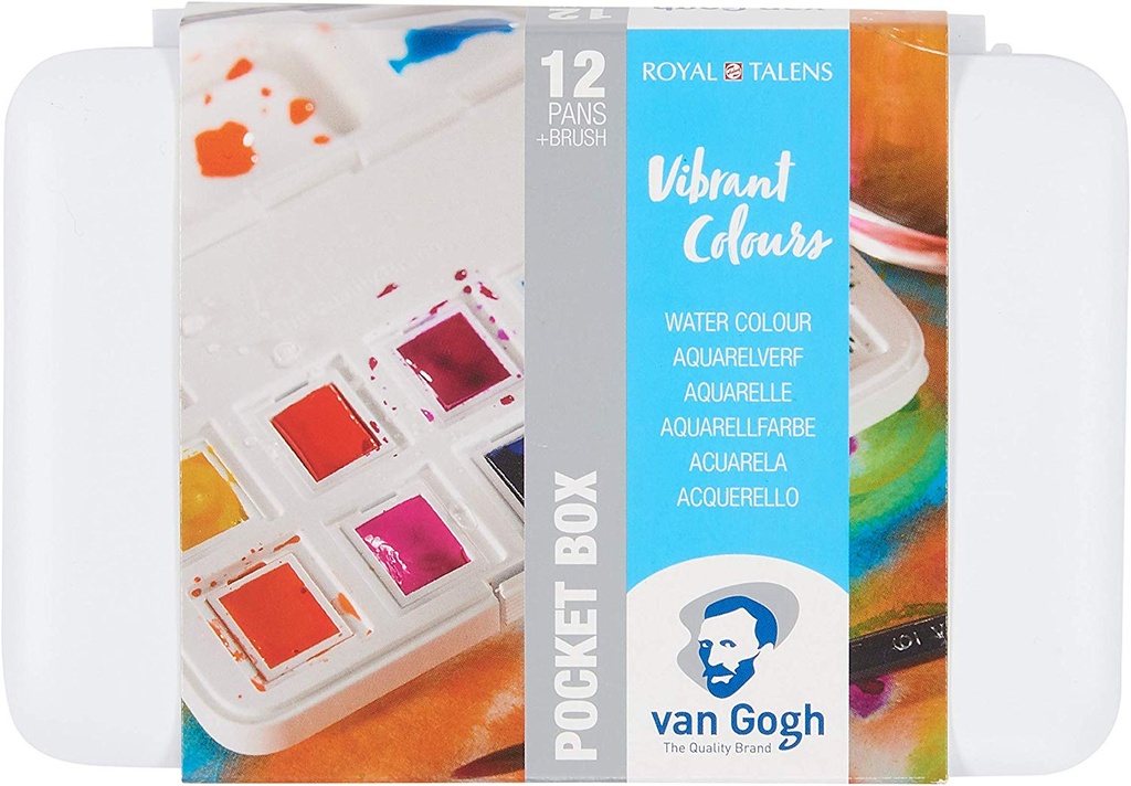 Van Gogh Watercolour Pocket Box 12 Pan Vibrant Colours **ND**