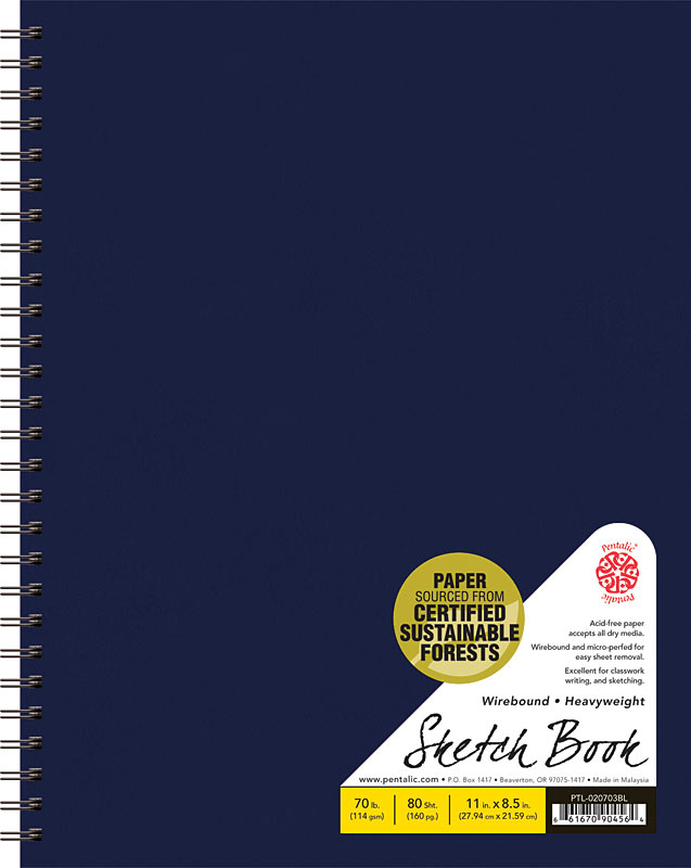 Pentalic Sketchbook Wirebound Blue 8.5" x 11" H.Cover **ND** $17.25 Value