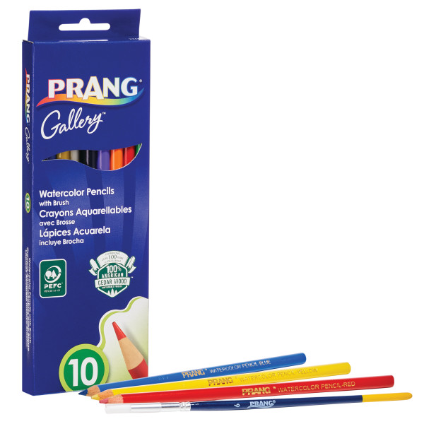 Prang Watercolour Pencils 10 Colour Set with Brush (23650)