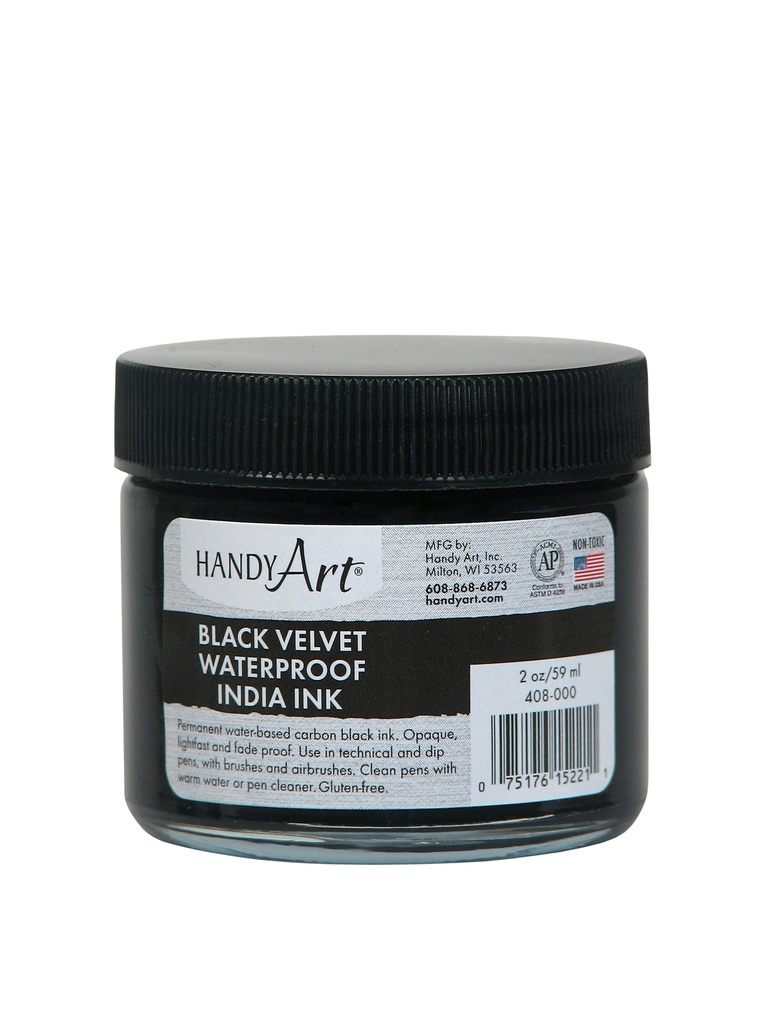 Handy Art Black Velvet Waterproof India Ink 2oz