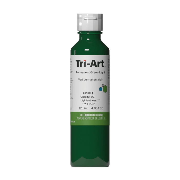 Tri-Art Liquid Acrylics 120ml (4.05 fl oz.) Series 4 Permanent Green Light