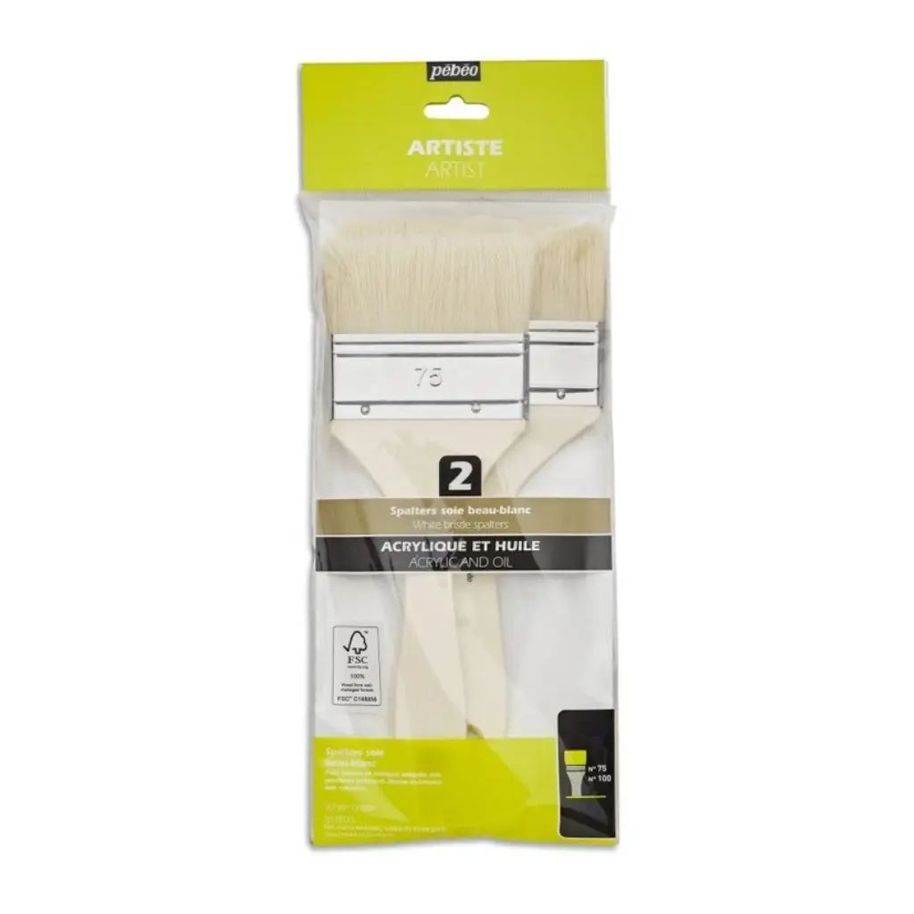 Pebeo Acrylic & Oil White Bristle Spalters Set of 2 **ND**