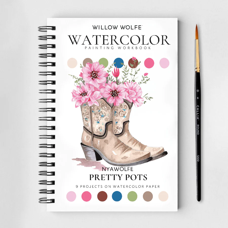Willow Wolfe Watercolour Painting Workbook - Pretty Pots **ND** 