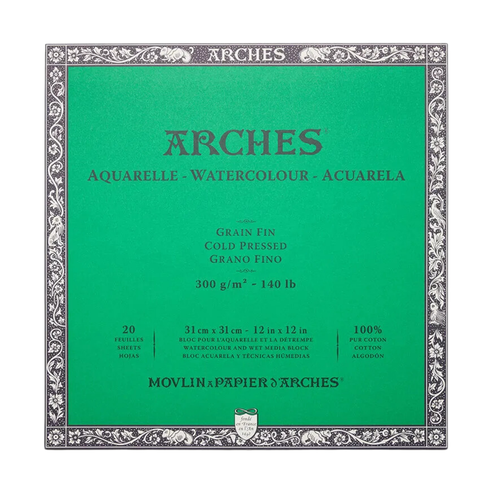 Arches Watercolour Block CP 140lb 12"x12" 20 Sheets