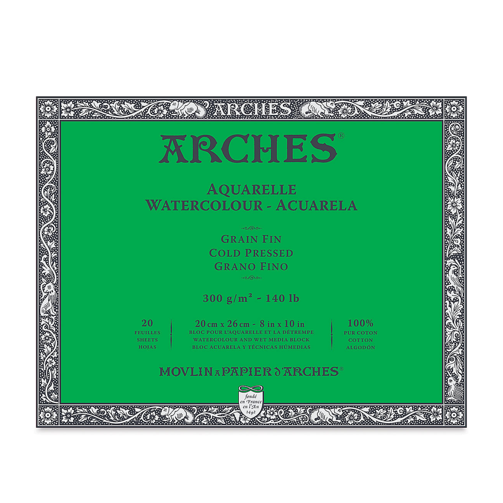 Arches Watercolour Block CP 140lb 8"x10" 20 Sheets